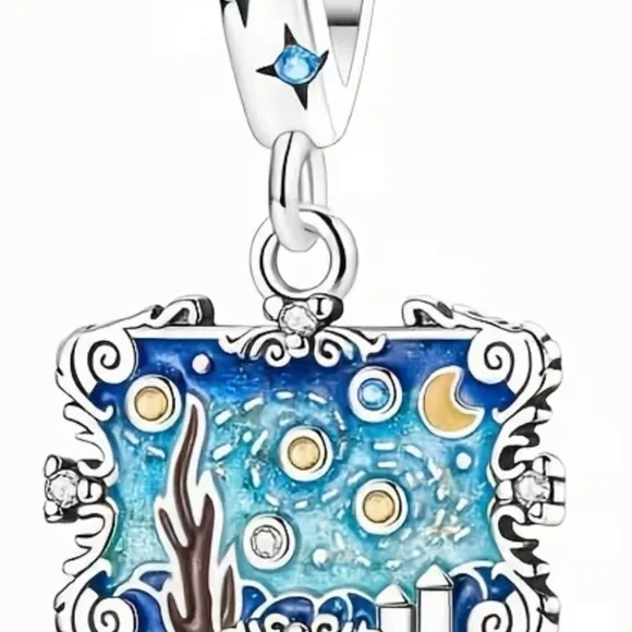 Elegant Blue and Silver Charm Bracelet - Picture 1 of 4